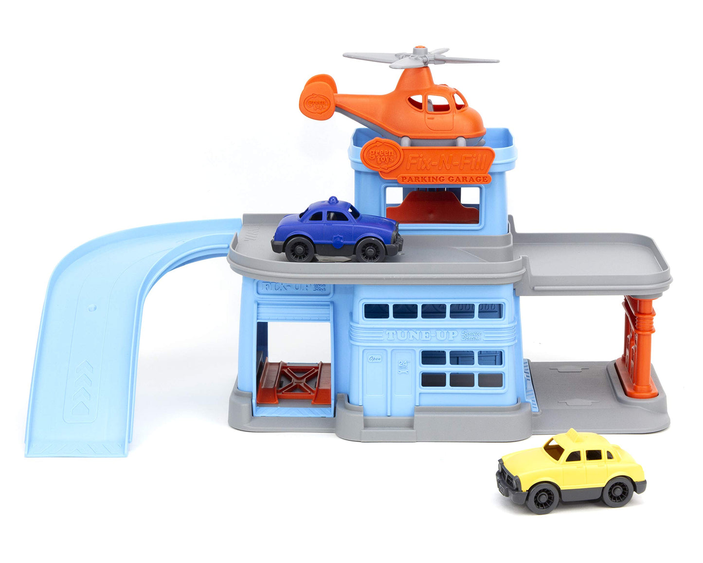 Green Toys Parking Garage - 5 Piece Pretend Play, Motor Skills, Language & Communication Kids Role Play Toy Playset. No BPA, phthalates, PVC. Dishwasher Safe, Recycled Plastic, Made in USA.