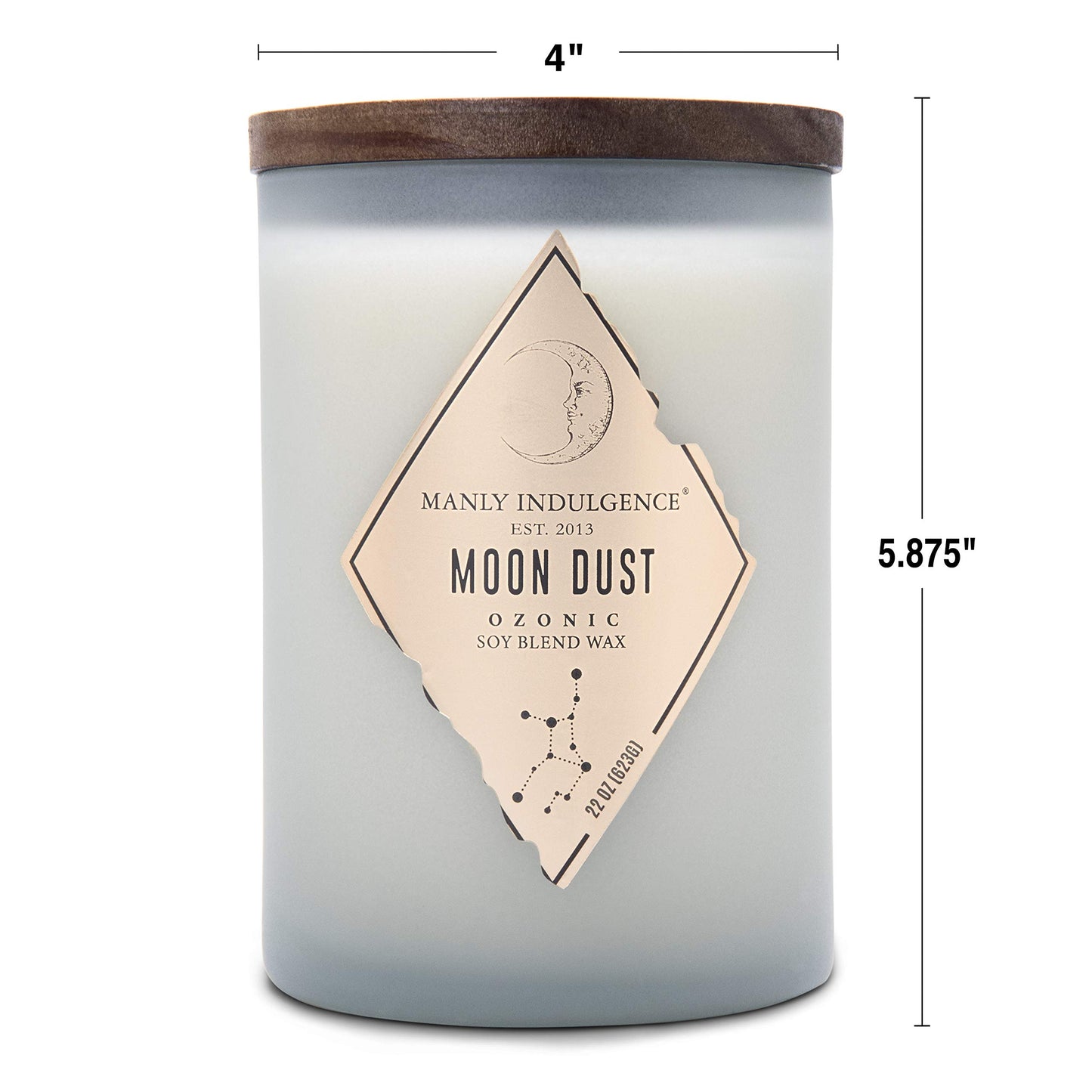 Manly Indulgence Moon Dust Scented Jar Candle, Rebel Collection, 2 Wick, Blue, 22 oz - Up to 120 Hours Burn