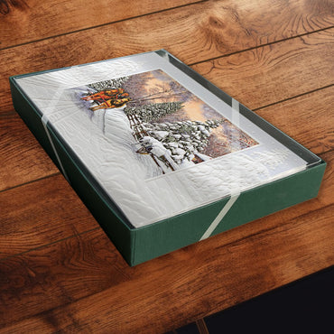 Pumpernickel Press Embossed Christmas Greeting Cards Boxed Set – Jingle Bell Ride, 16 Count. Made in USA