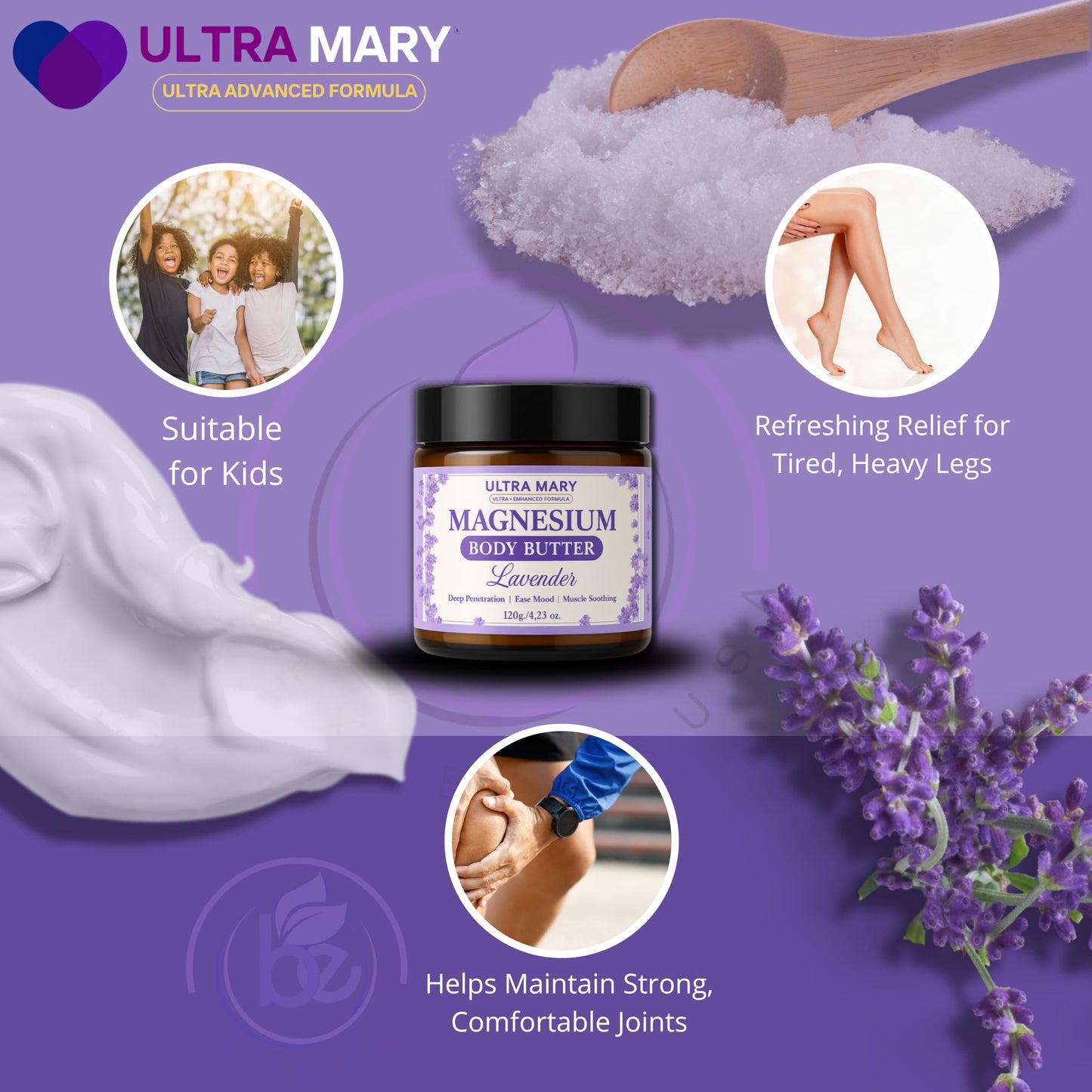 Joint Support UltraMary+(90 Capsules)+Magnesium Body Butter(4.23oz) Glucosamine 1500mg,Chondroitin, MSM, Turmeric & Boswellia–Muscle & Joint Relief Combo, Lavender Scent–Articulaciones & Músculos