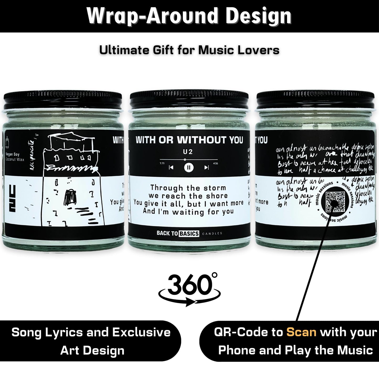 Back to Basics Candles | with or Without You - 9oz Soy Wax Fir Balsam Scented Candle for Home Decor, Birthday Gifts for Women, Men, Best Friend | Relaxing Aromatherapy Made in USA