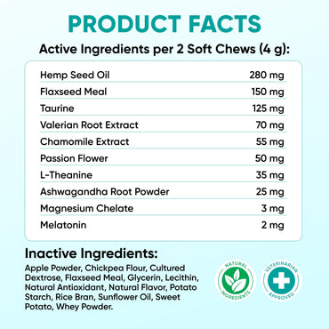 Hemp Calming Chews for Dogs - Dog Calming Chews for Anxiety Relief, Stress, Separation, Fireworks, Thunder, Travel, Vet Visits - USA Product - 120 Soft Treats with Melatonin, Chamomile, Passion Flower