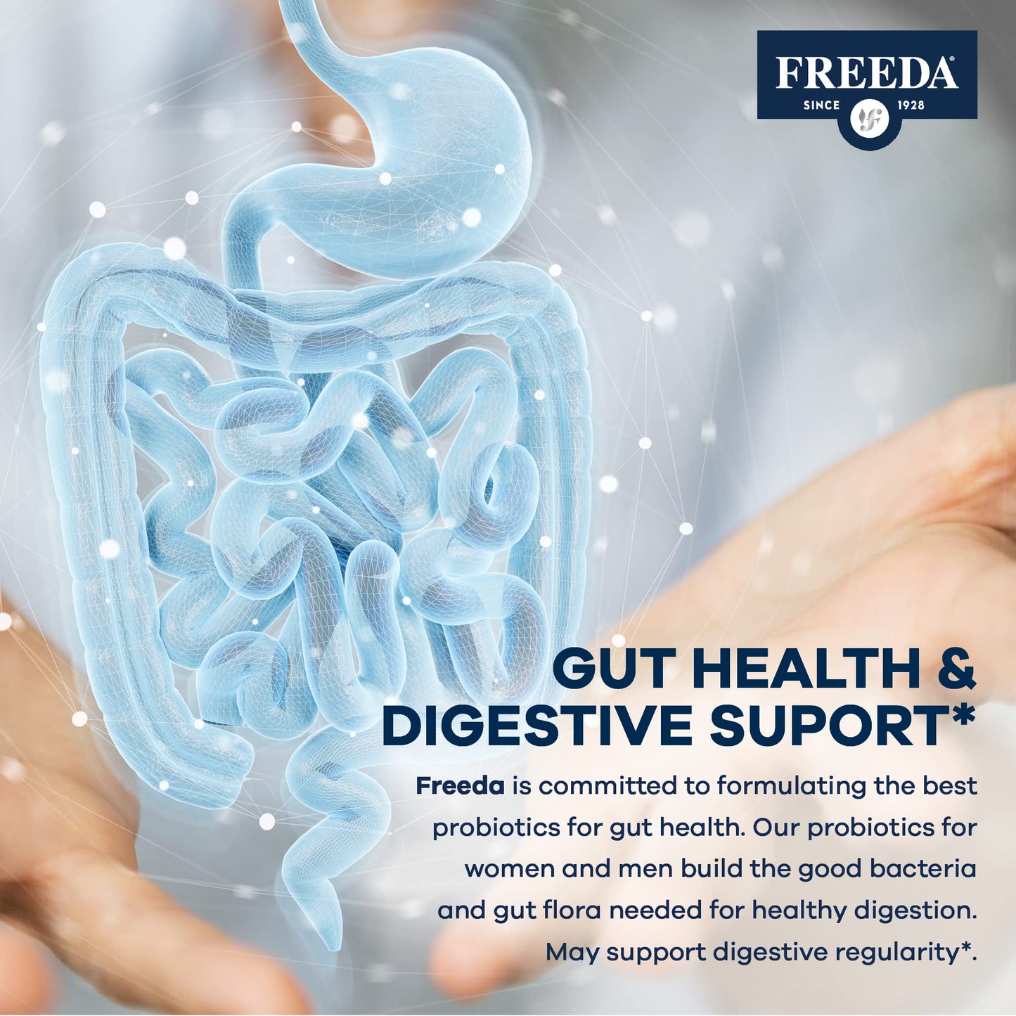 FREEDA Acidophilus Probiotic 1 Billion CFU – Lactobacillus Acidophilus with Organic Inulin & Blue Agave – Digestive Health, Regularity & Immune Support – Vegan, Kosher, Non-GMO (100 Capsules)