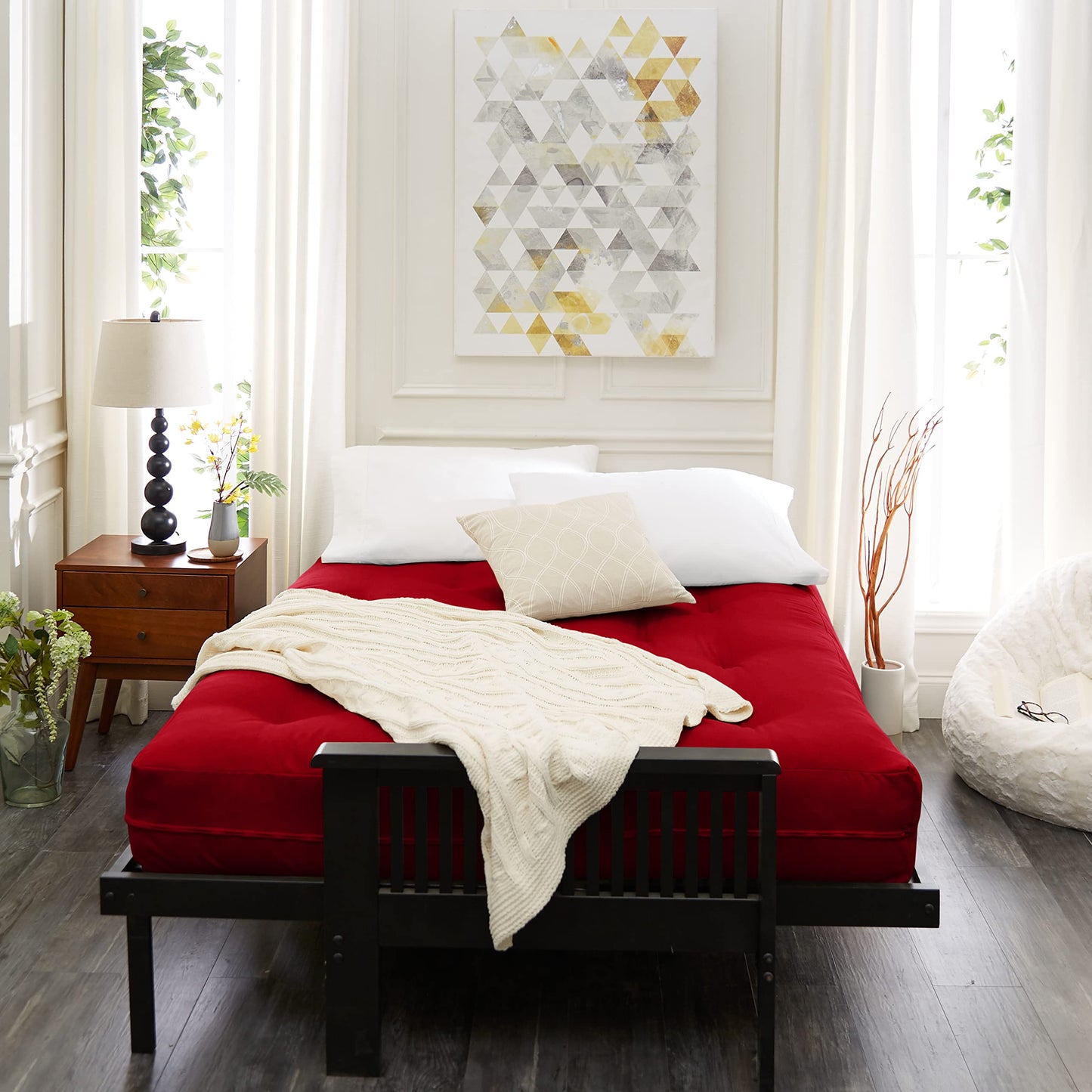 Mozaic Full Size 8-inch Cotton Twill Gel Memory Foam Futon Mattress, Red