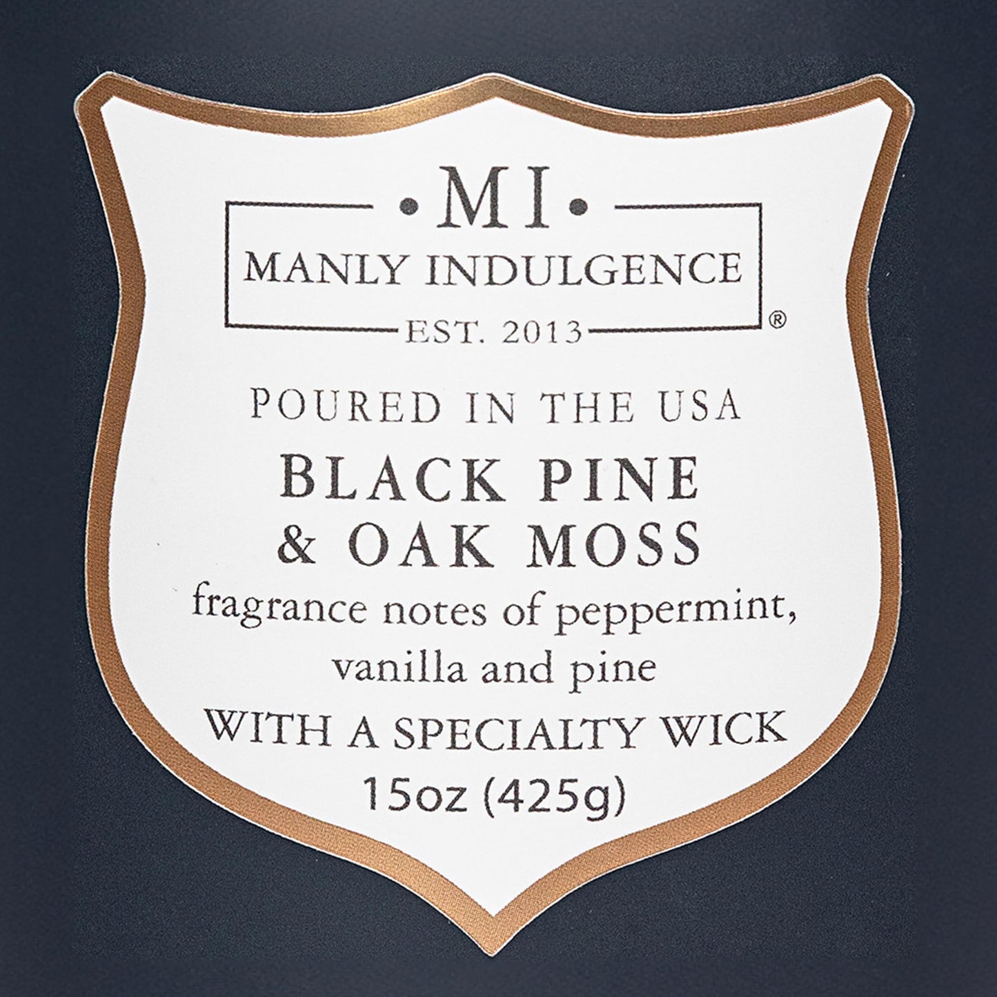 Manly Indulgence Black Pine Oakmoss Scented Candles for Men, 15 oz Wooden Wick, Fathers Day Candle, 60H Burn, Candles for Home Scented - Made in The USA