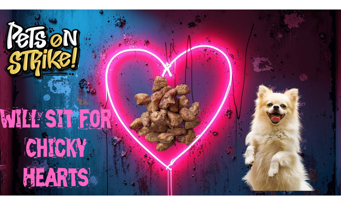 PETS ON STRIKE Freeze Dried Chicken Hearts for Dogs & Cats – Single Ingredient Dog Treats – USA Sourced & Made – High Protein, All Natural, Grain Free – Raw Freeze-Dried Training Treats (3oz)