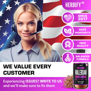 HERBIFY Valerian Root Supplement - Valerian Root Tincture – Nervous System Support 2 Fl oz
