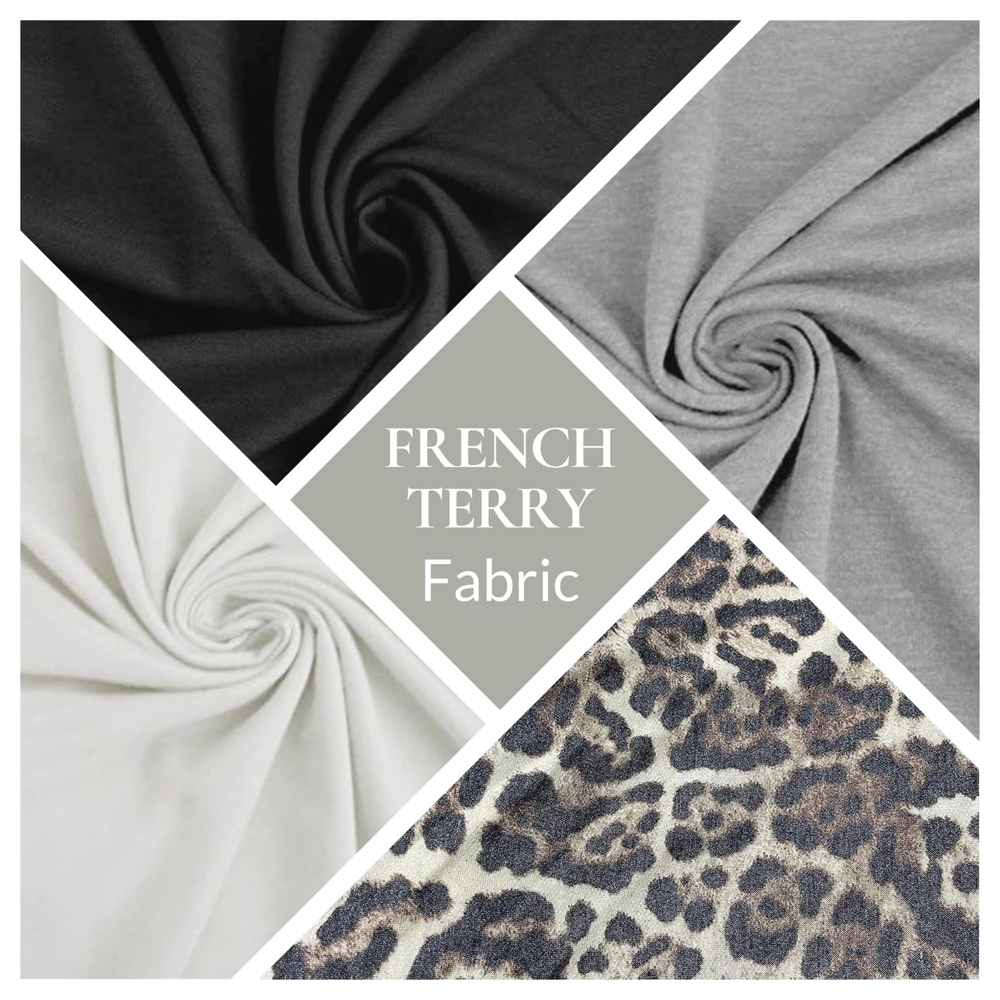 FabricLA French Terry Knit Fabric - 100% Cotton French Fabric by The Yard - Made in USA - Black, 2 Yards