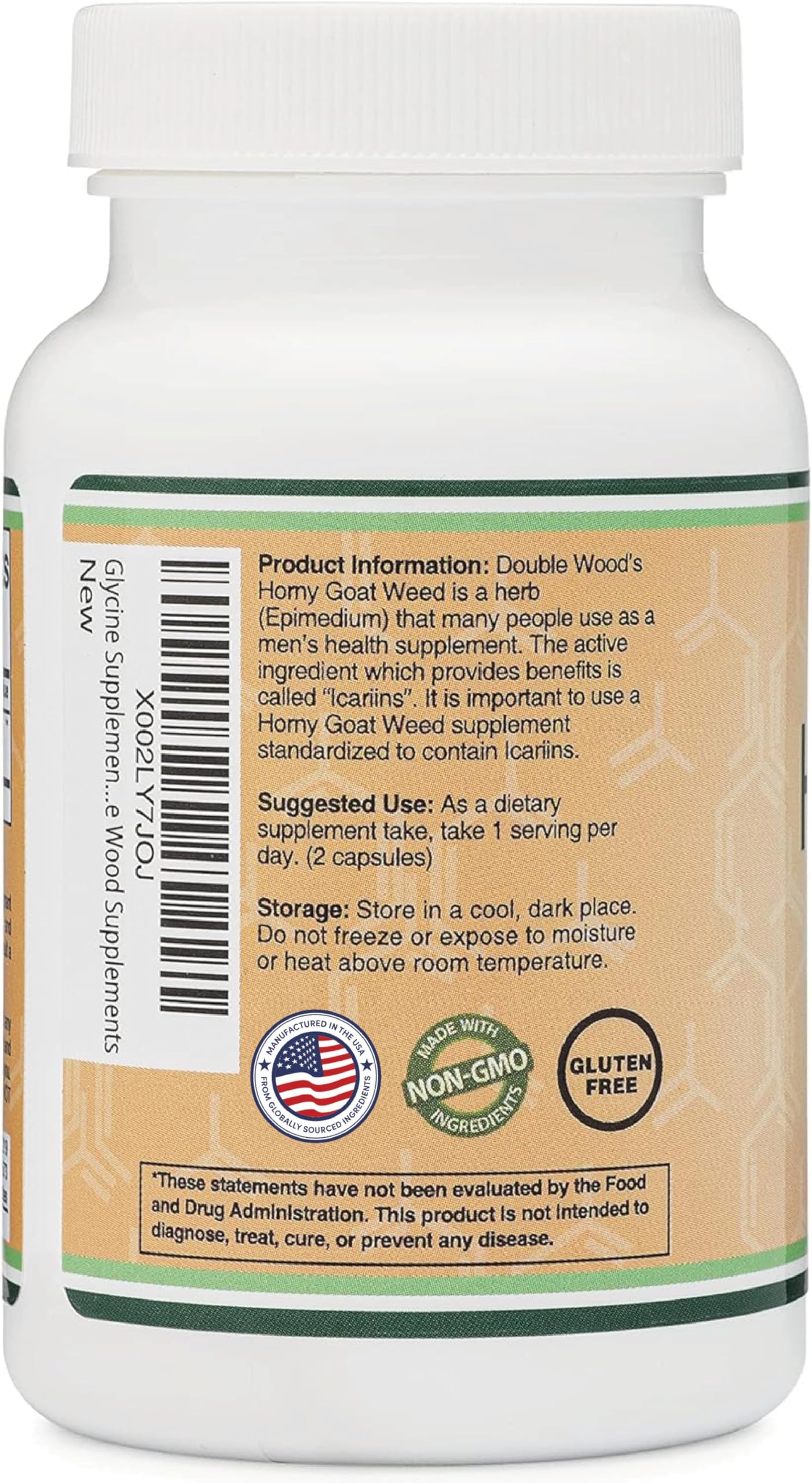 Horny Goat Weed for Men and Women - No Fillers (Max Strength Epimedium Std. to 20% Icariins) 1,000mg per Serving, 90 Capsules (Male Enhancing Supplement) by Double Wood