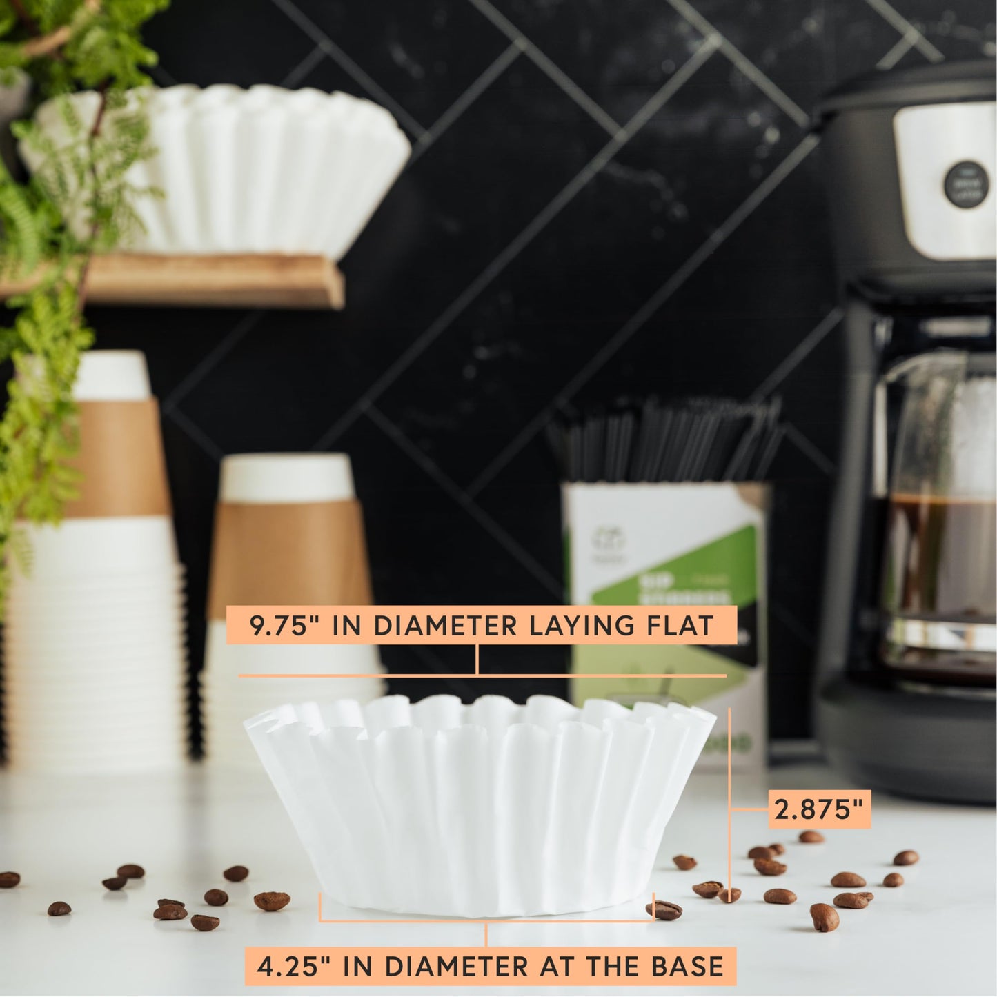 Tupkee Large Coffee Filters 12 Cup - (500 Count) 9.75" x 4.25" Tall Walled Premium Coffee Filter to Prevent Messy Ground Overflow - Compatible with Bunn Commercial & Large Home Machines - Made in USA