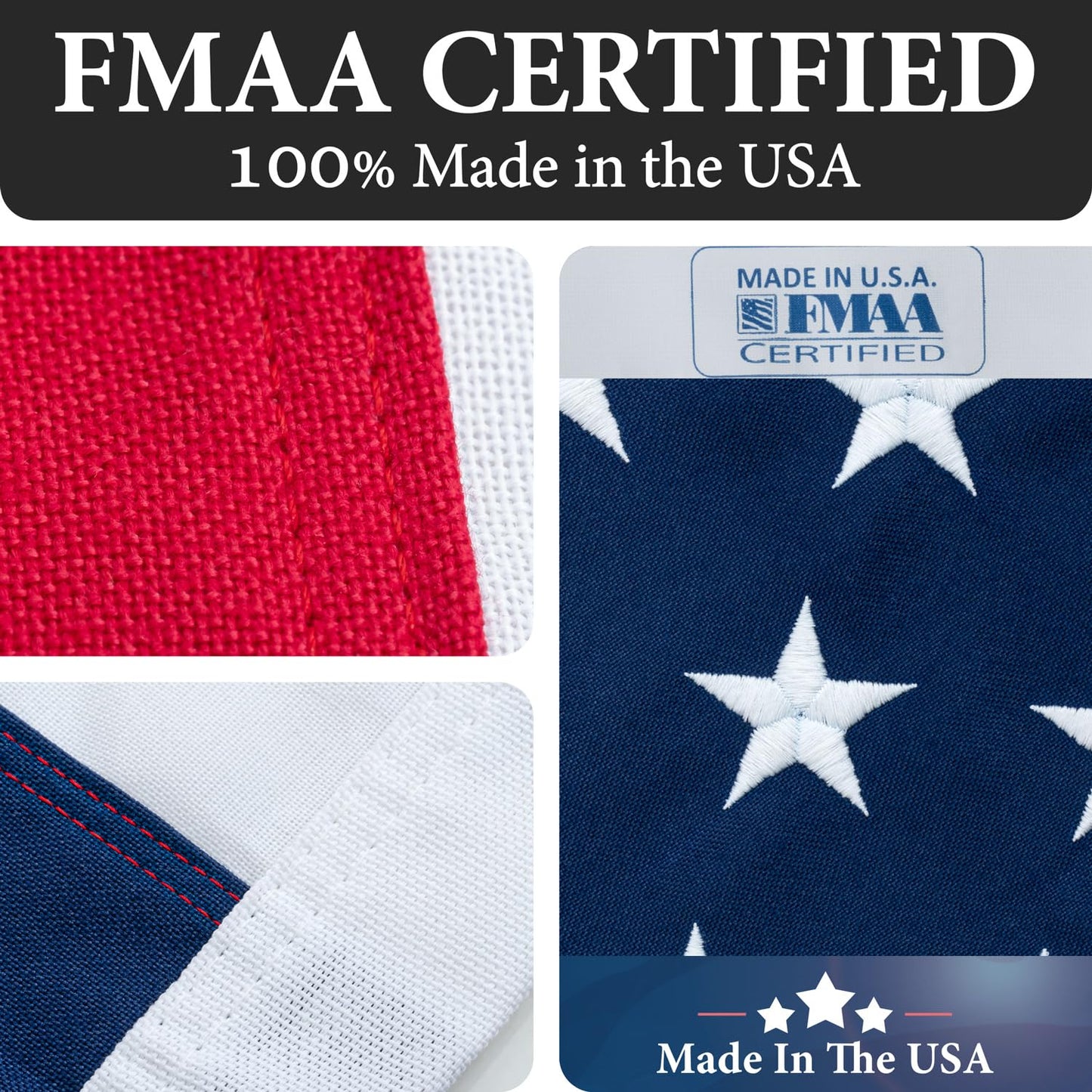 American Flags for Outside 3x5-100% MADE IN THE USA -Indestructible Durable Outdoor Heavy Duty Spun Polyester -US Flags 3x5 Outdoor -American Flag Sewn Stripes and Embroidered Stars - FMAA Certified