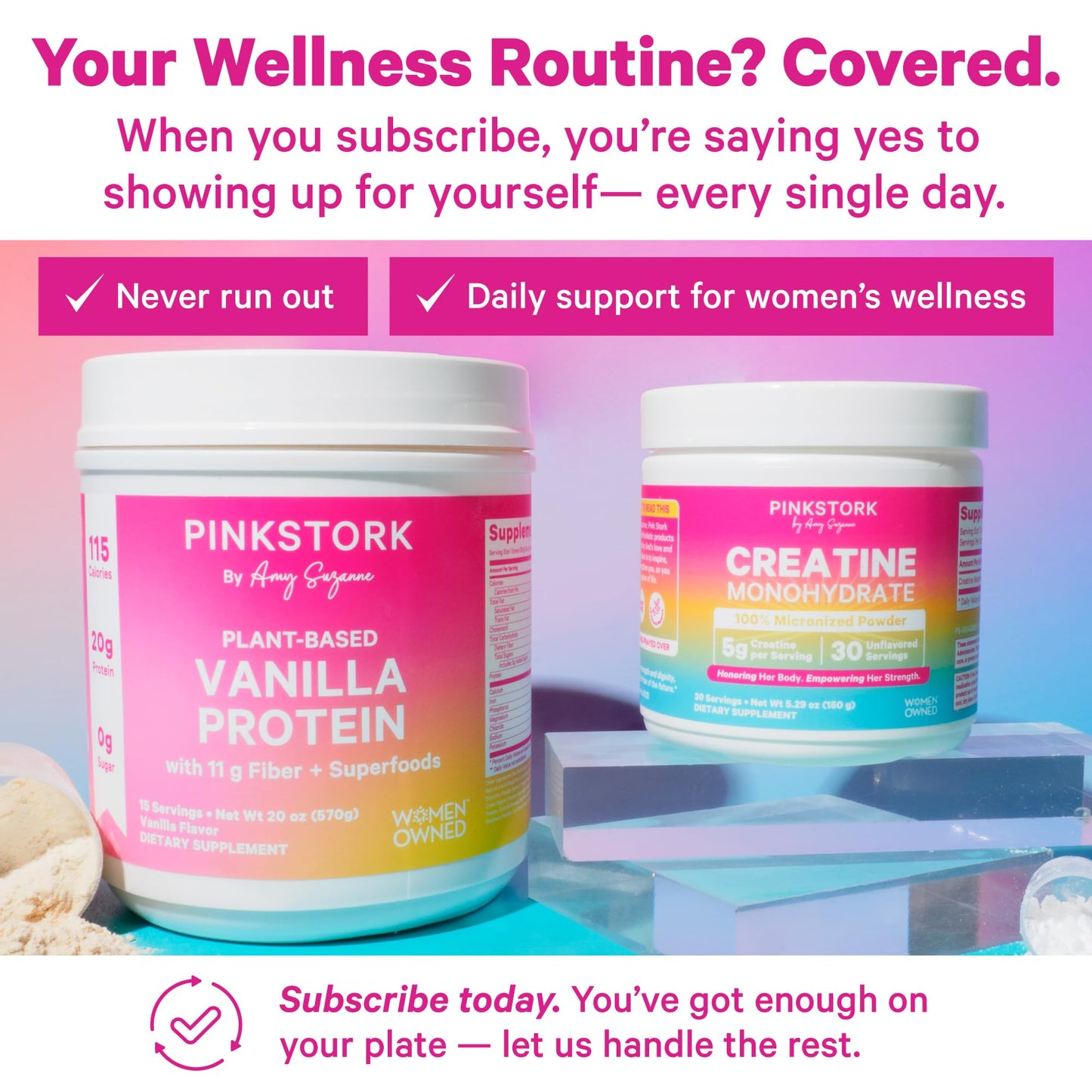 Pink Stork 5g Micronized Creatine Monohydrate Powder for Women - Support Muscles, Cellular Energy, Cognitive Function - Essential Amino Acid - Clean Alternative to Pills or Gummies - 30 Servings