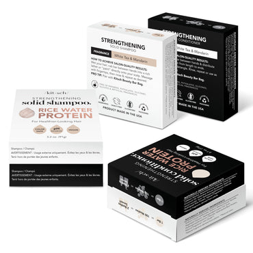 Kitsch Rice Water Shampoo & Conditioner Set - Solid Rice Water Shampoo & Conditioner Bar Soap for Hair Care, Strengthening & Nourishing Soap Bar, Paraben-Free & Sulfate-Free, Made in USA - 2pcs