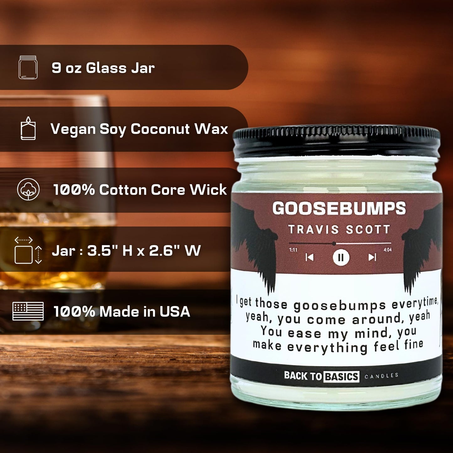 Back to Basics Candles | Goosebumps - 9oz Soy Wax Lavender Scented Cdle for Home Decor, Birthday Gifts for Women, Men, Best Friend | Relaxing Aromatherapy Made in USAan