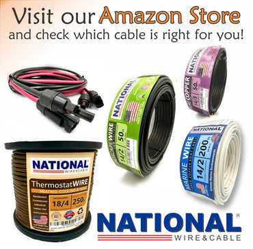 NATIONAL Wire&Cable - 12 Gauge 4 Conductors Premium Electrical Wire - Made in USA - 12 AWG Wire Stranded PVC Cord Copper Cable 50 Ft. Indoor and Outdoor Lighting Automotive Battery