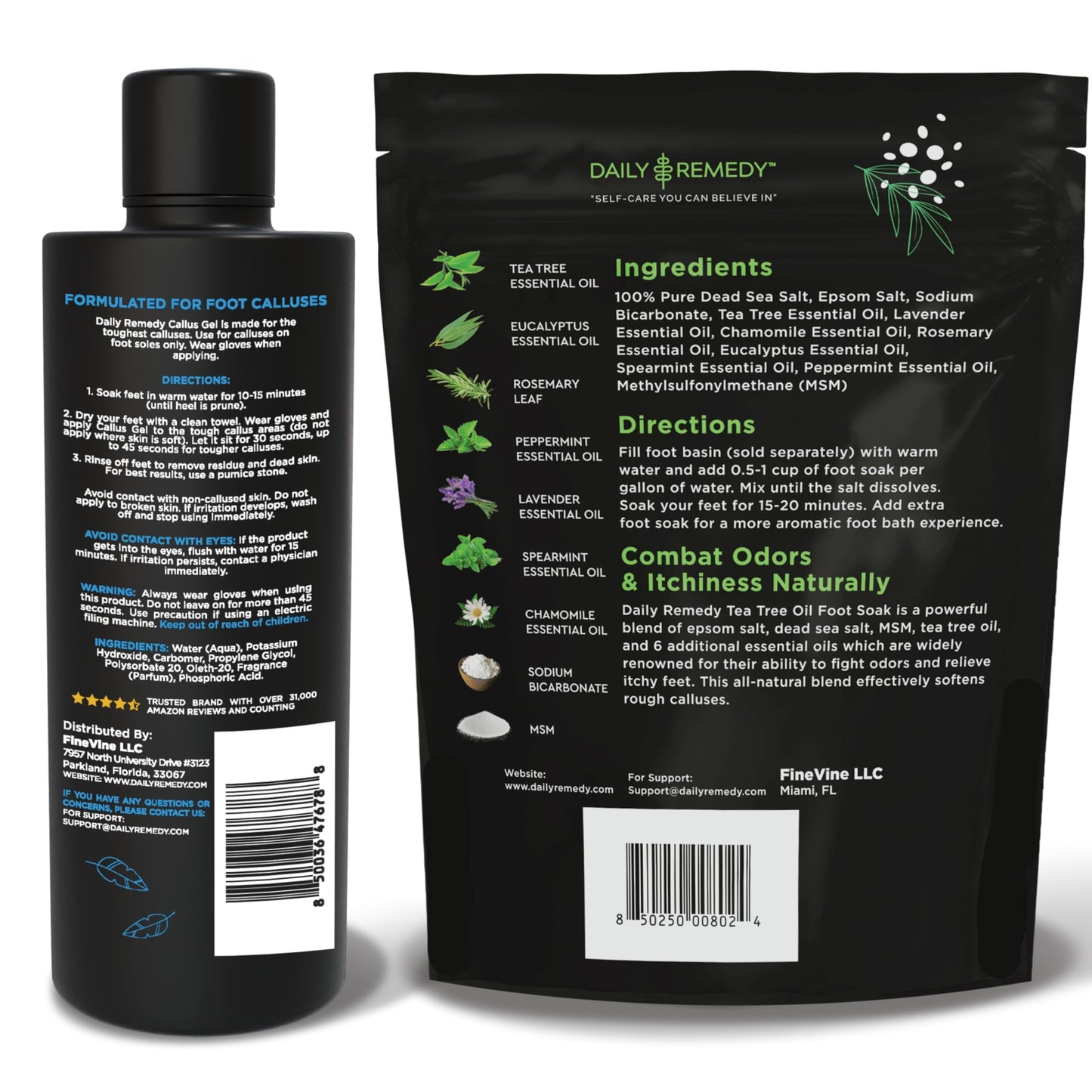 Foot Callus Remover Gel Set - Professional Callus Remover for Feet, Calloused Feet Remover Gel - Pedicure Kit & Foot Spa Tools - Feet Callus Remover - 8oz w/ 16oz Tea Tree Oil Foot Soak - USA