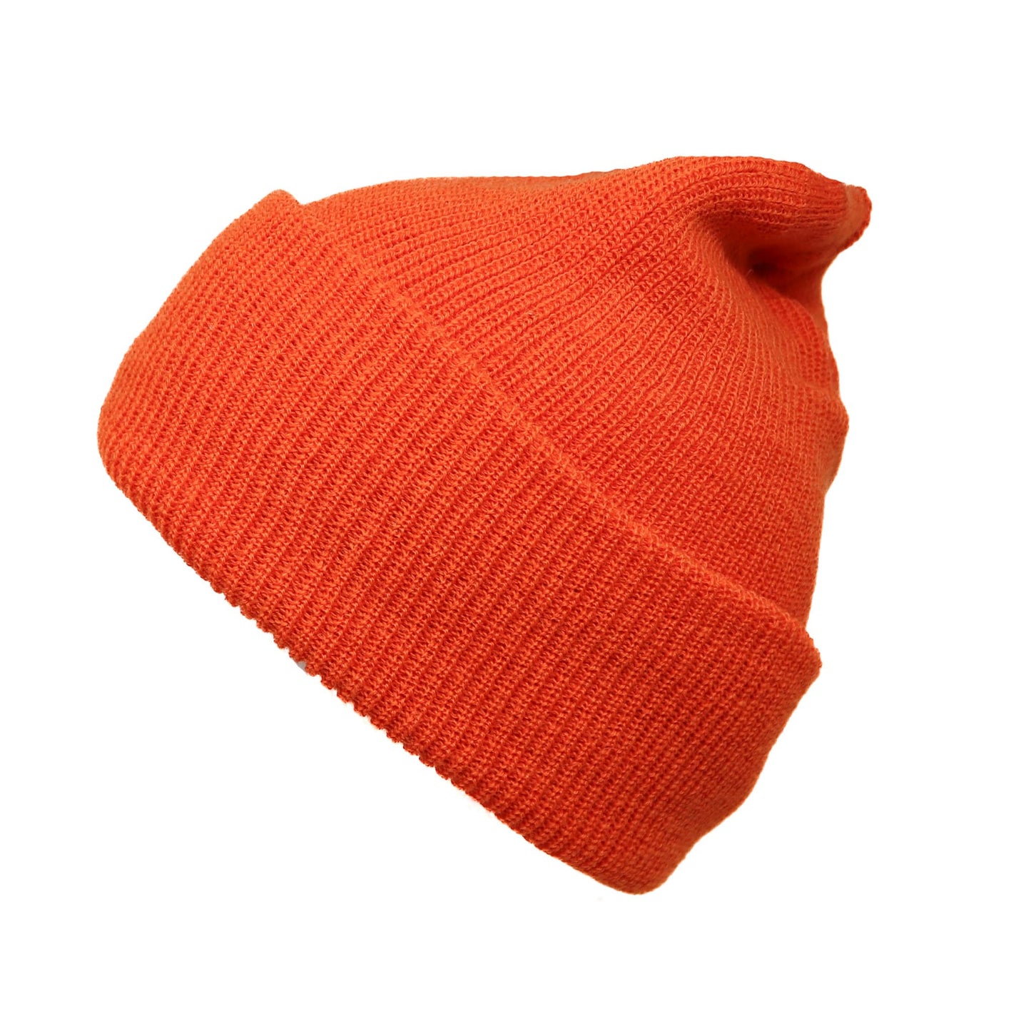 Warm Winter Watch Cap 100% Wool Beanie Made in USA to Military Specifications Orange