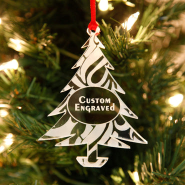 LHS - Customized 2024 Christmas Tree Ornaments | Custom Engraved Family Holiday Decorations Made in The USA - Personalized Acrylic Swirl Pattern