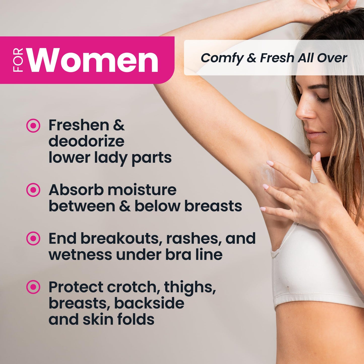 SweatBlock Super Fresh Body Powder Lotion Talc Free, Anti-Chafing, Deodorizing, Natural Ingredients - No Mess Body Powder Lotion for Men and Women - 4 fl oz.