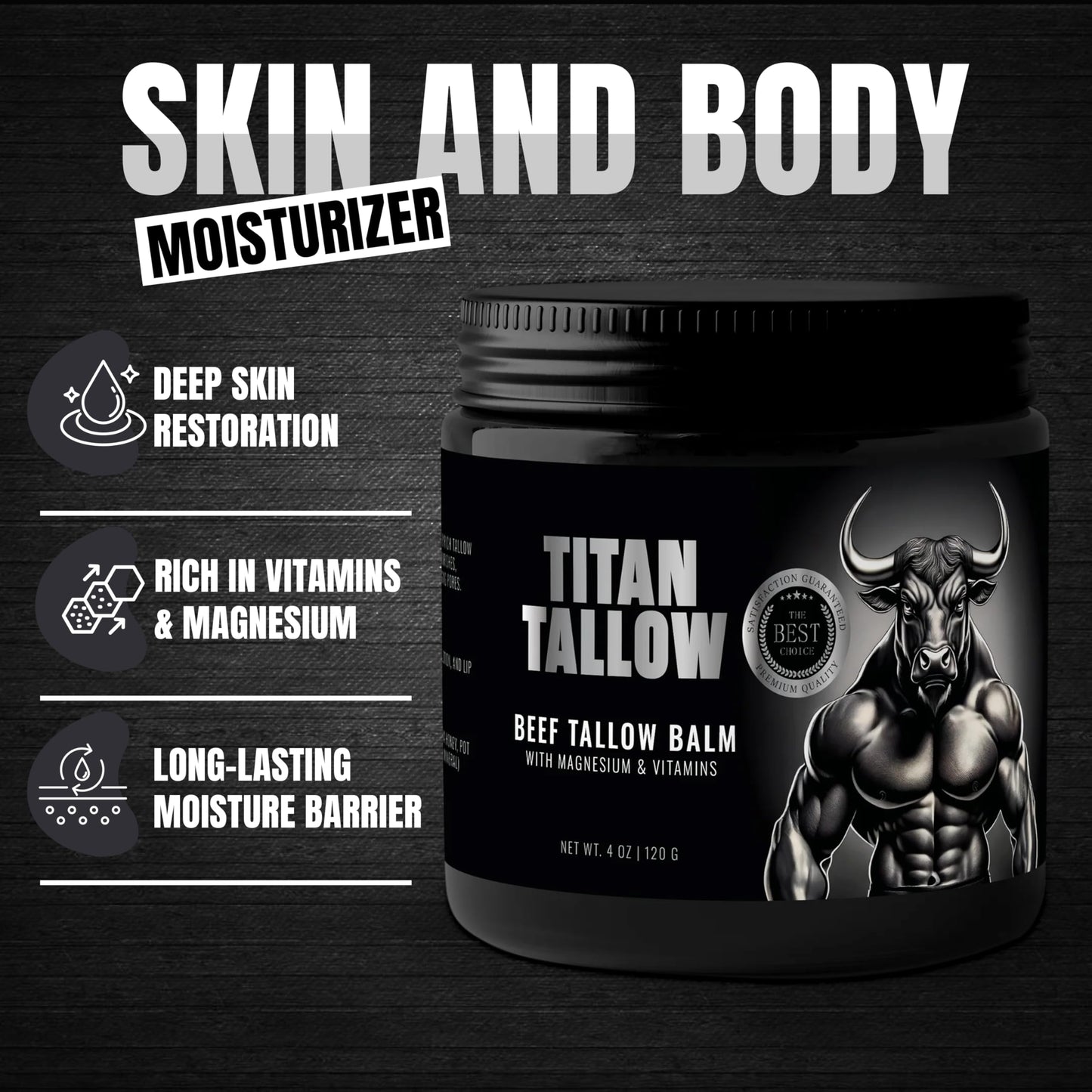 Magnesium Beef Tallow Balm for Sleep, Leg Cramps & Pain, Muscle Relaxation, Moisturizing Topical Cream - Organic Grass-Fed & Grass-Finished Tallow with Manuka Honey Skin Care, Face & Body Lotion