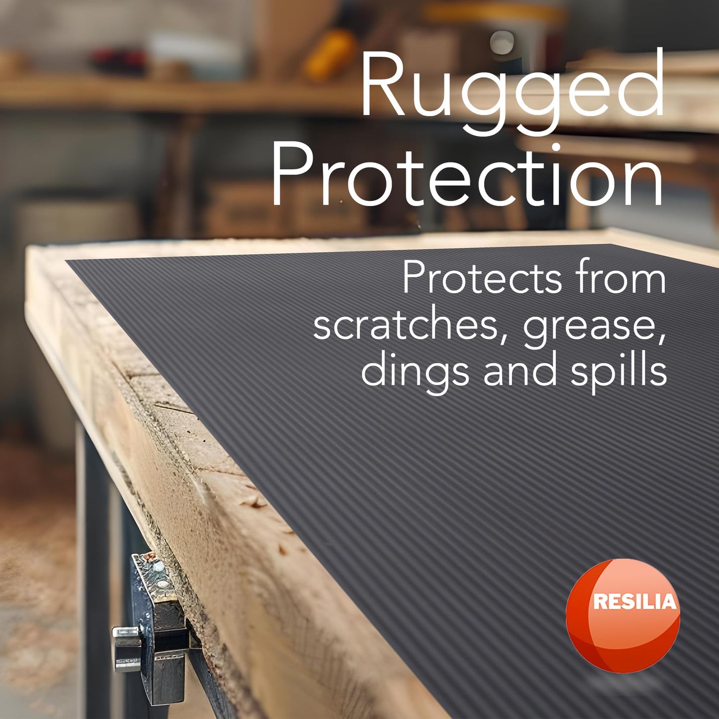 Resilia Black V-Groove Utility Runner - Waterproof Vinyl Floor/Surface Protector, Non Slip, Heavy Duty Mats for Indoor Hardwood, Hard Floors, Garage, Hallway, Entryway, Kitchen, & Outdoor