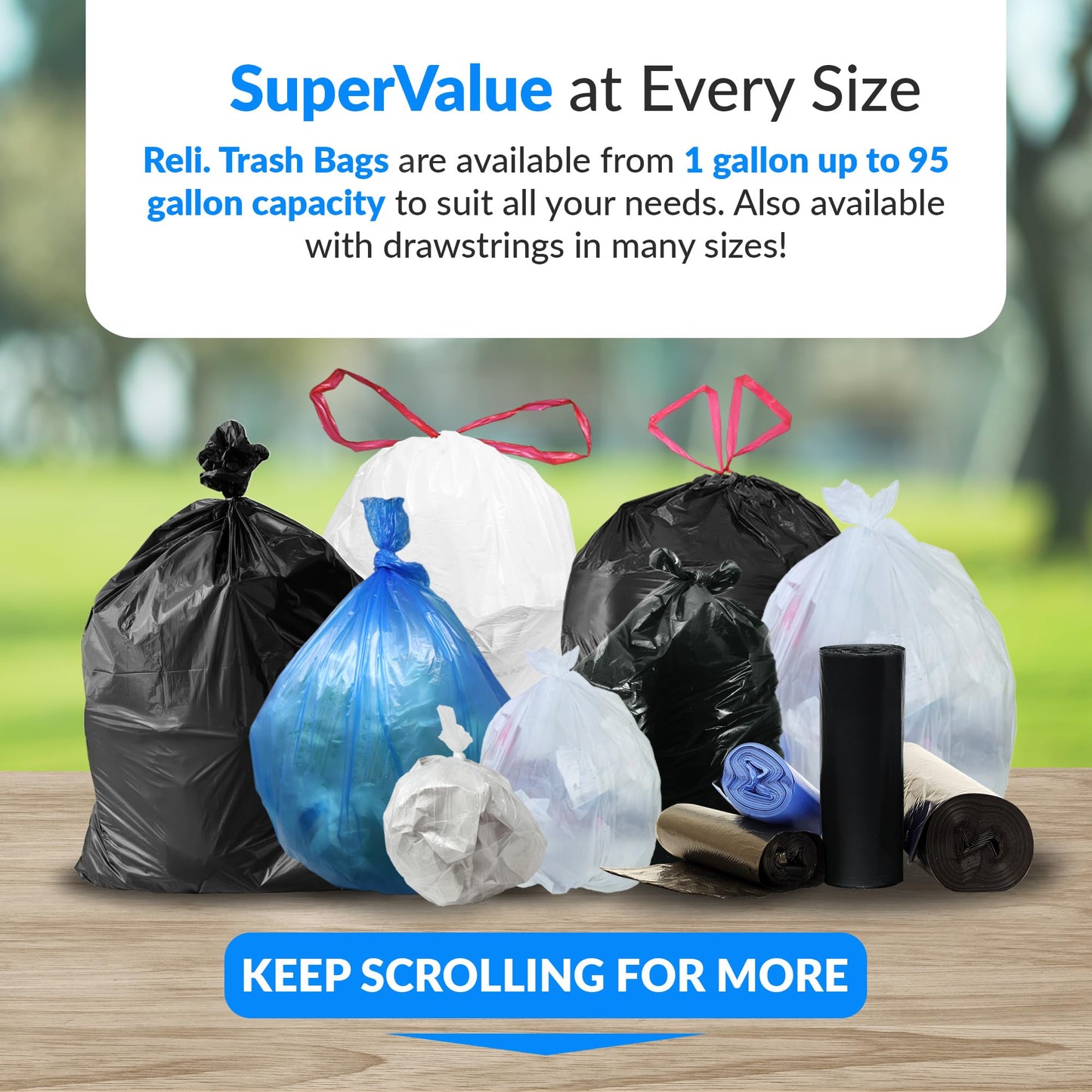 Reli. SuperValue Trash Bags (150 Count Bulk), Made in USA - Clear Heavy Duty 55 Gallon - 60 Gallon Garbage Bag