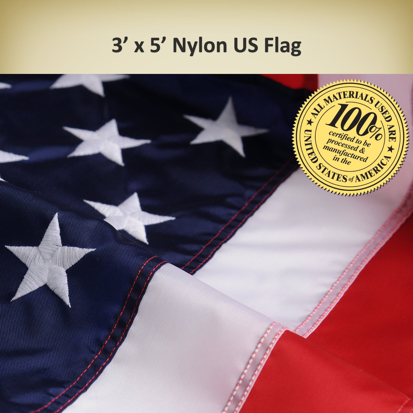 ALLIED FLAG American Flag and Pole Set - 3x5 US Flag and 5' Spinning Flag Pole, Durable for Outdoors - Made in USA