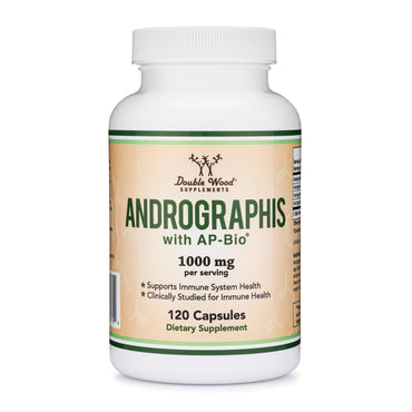 Andrographis Capsules Max Andrographides - 1,000mg Serving Size (120 Capsules) with AP-Bio (Patented Andrographis Paniculata Extract) - Clinically Studied for Immune System Health by Double Wood