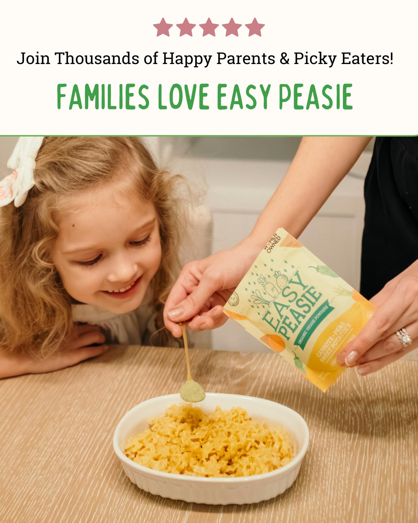 EasyPeasie Organic Veggie Powder Blends for Kids and Picky Eaters | Natural Vegetable Powder Supplement for Meals and Smoothies (Original 5oz Pouch)