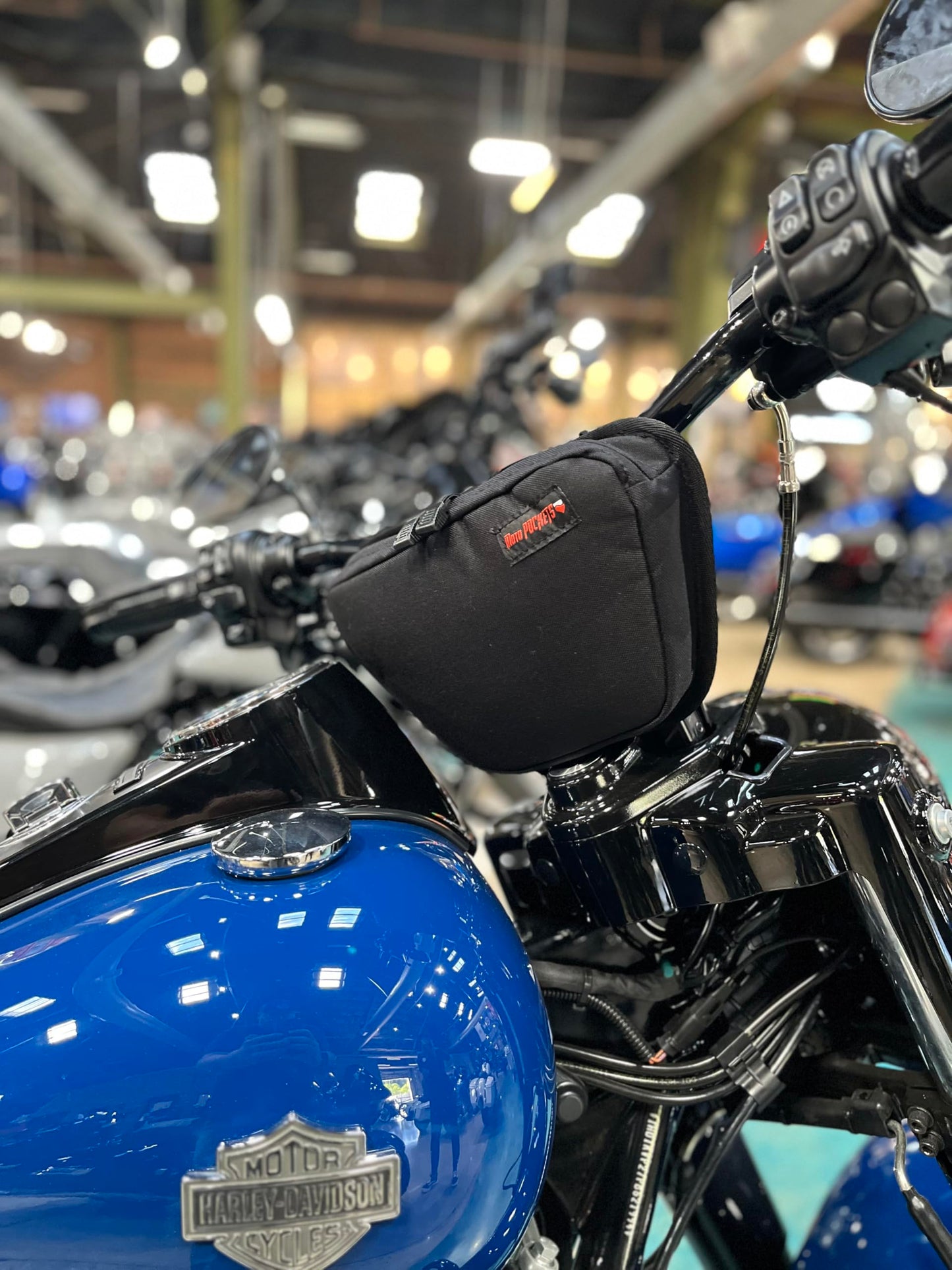 Motorcycle T-BAR Handlebar Bag, Fits Harley Davidson, Keeps your Essentials at you Fingertips, Cordura shell, Made In The USA!