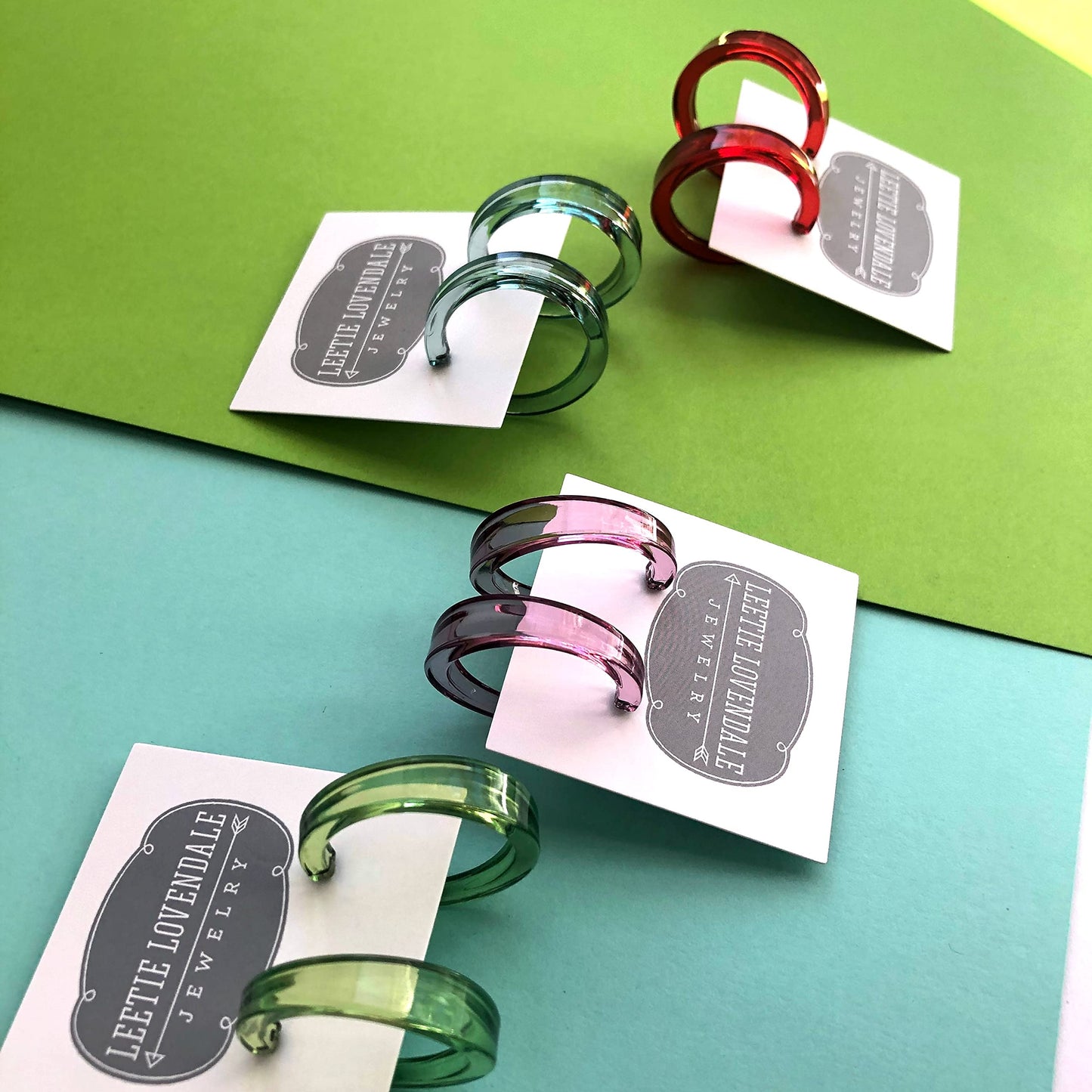 Leetie Lovendale Lola Hoop Earrings, Hypoallergenic Hoop Earrings for Women, Made With Surgical Steel & Lucite, Lightweight & Comfortable, Hand-Made In The USA, 1.25” Diameter, (Transparent Seafoam)