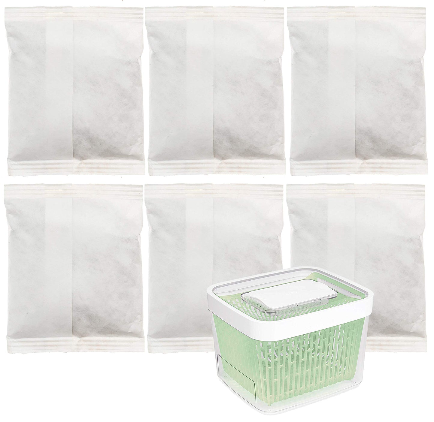 Impresa 6 Pack Greensaver Produce Preserver Filter Refills Compatible With OXO Greensaver - 11145300 Fully Breathable Paper Sachet - Made in The USA (20g Per Sachet)