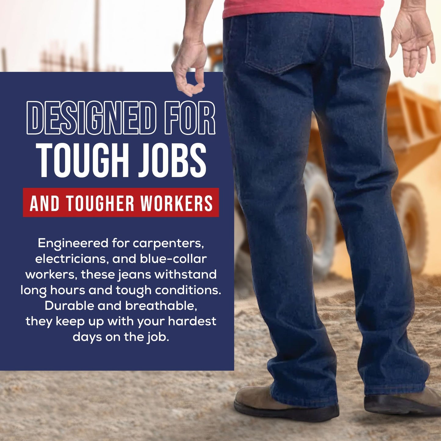 All American Clothing Men's Original Gusseted Jeans – Premium 15 oz. Denim, Made in USA, Comfortable Relaxed Fit, Durable Workwear – Reliable, Sturdy, Lifetime Jeans