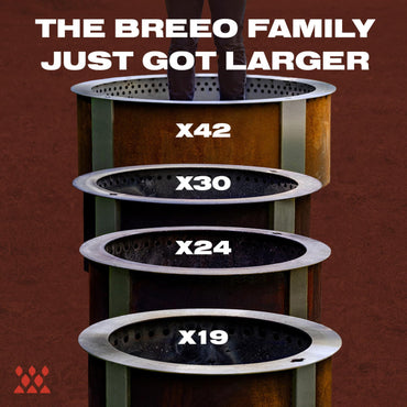 Breeo Smokeless FIrePit (X Series 42, Corten Steel, Lid Included) | 46 inch Smokeless Fire Pit for Outside | 190 Pounds | Ideal for Large GatheringsCompatible with Wide Range of Breeo Accessories