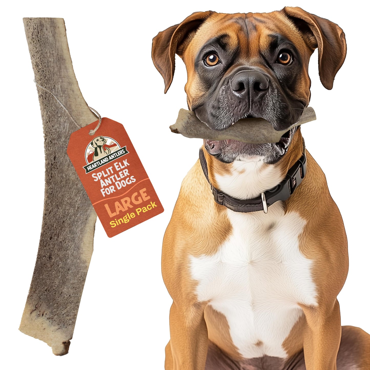 Heartland Elk Antlers for Dogs (Split Elk, 7", Large, 1-Pack) – Grade A, Naturally Shed | Odor-Free, Durable Chew Toy for Aggressive Chewers & Puppies | Splinter-Free | USA Made | Veteran Owned