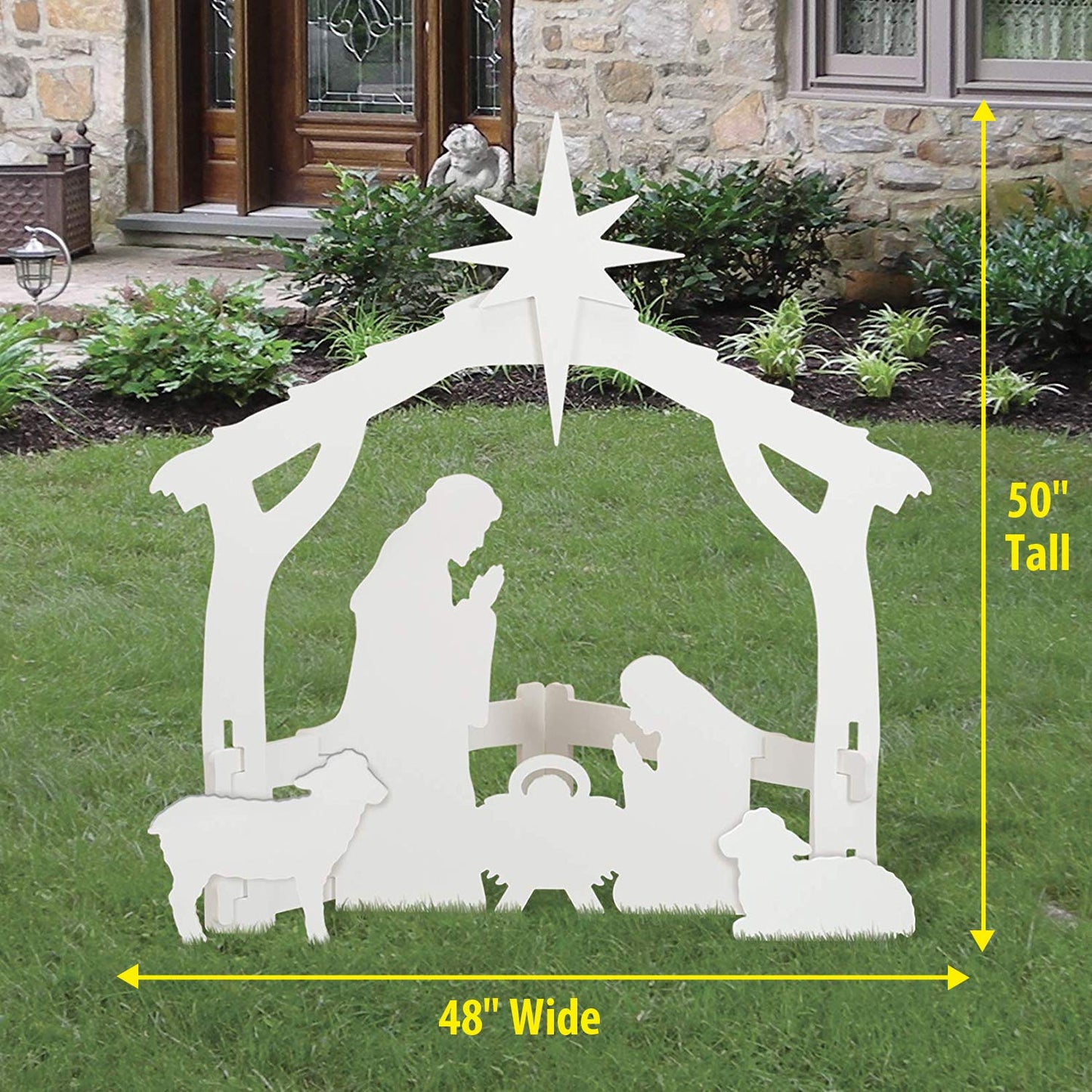 FrontYard Originals All-Weather Outdoor Nativity, Waterproof, Made in USA, Over 4ft Tall, Durable Material, Simple Assembly, Easy Storage, Yard Nativity Set