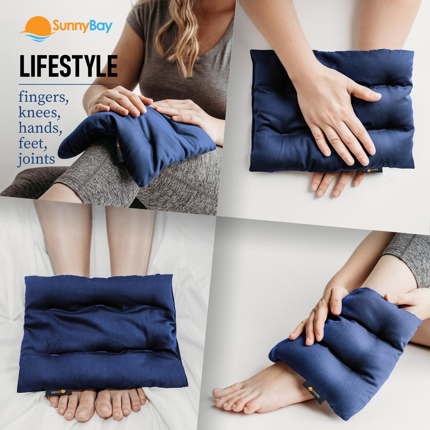 SunnyBay USA-Made 4-lbs Lava Sand Microwave Heating Pad with Organic Cotton Fabric for Cramps and Body Pain, Superior Heat Retention, Washable, Odorless, Weighted, 8x12 Inches.
