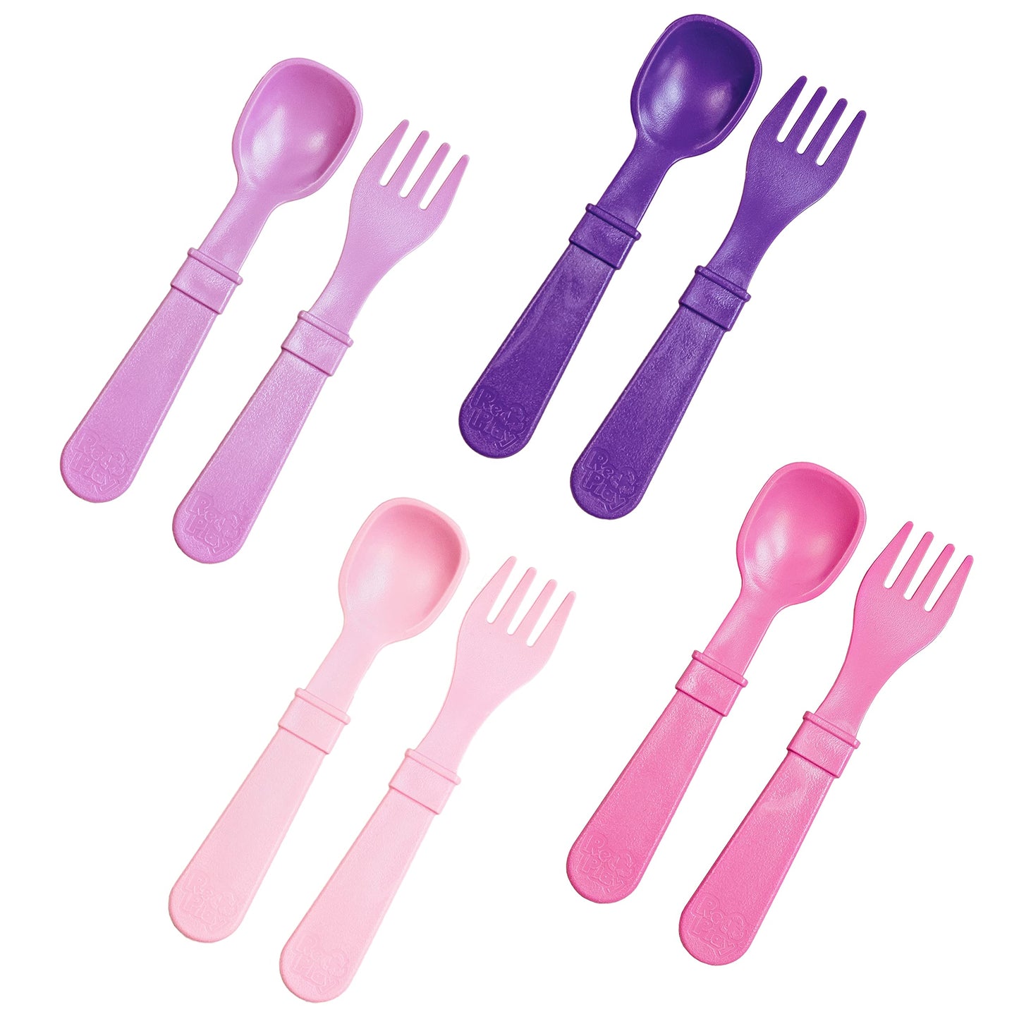Re-Play Toddler Forks and Spoons Set - 4x4 Toddler Utensils Set - Dishwasher and Microwave Safe - Made in USA - Pack of 8-5.8" x 1.2" x 0.2" - Princess