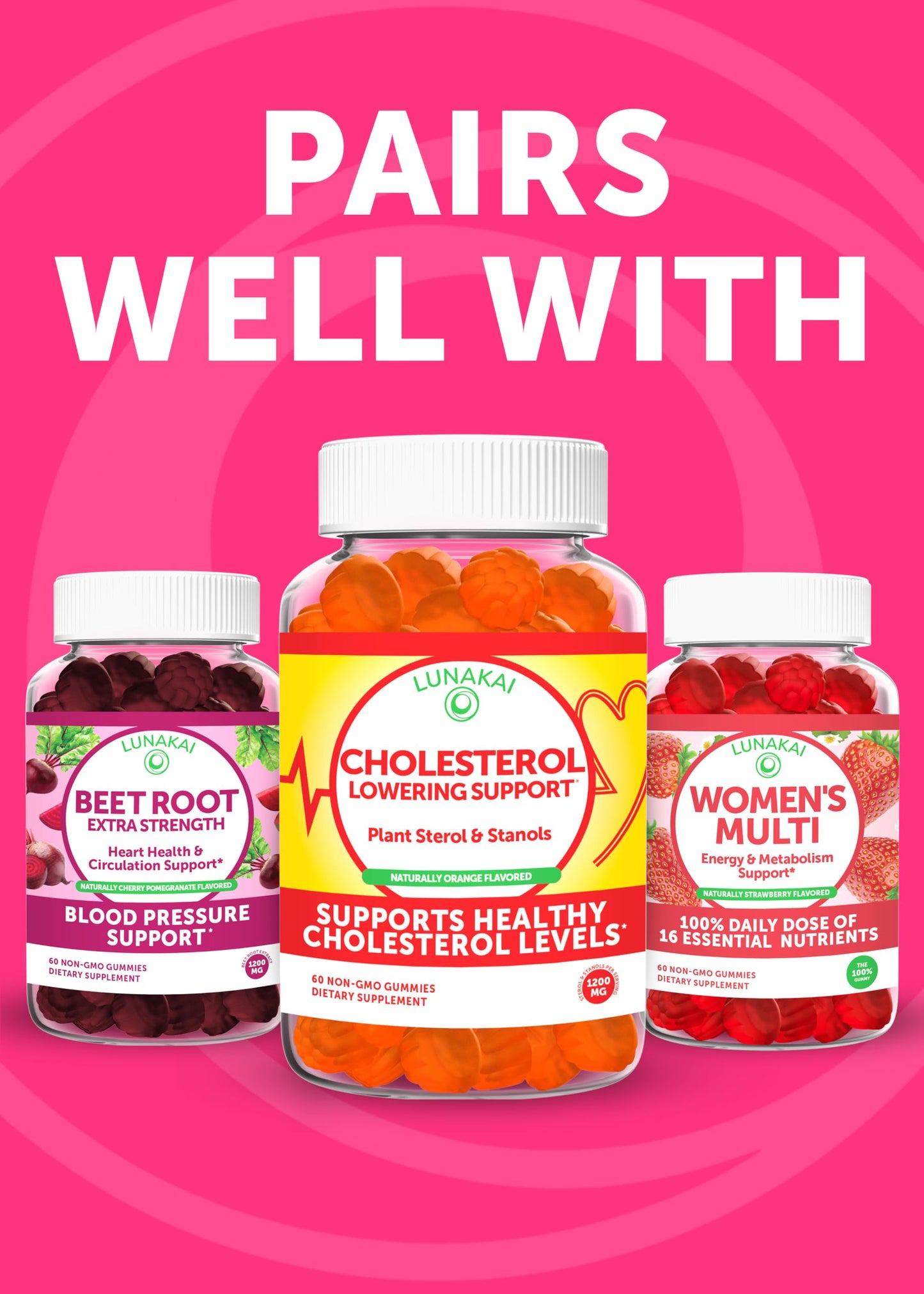 Lunakai Collagen Gummies - Tastiest Proprietary Formula - 200mg Hydrolyzed Collagen Gummies for Women and Men with Biotin, Zinc, Vitamin C and E - Non-GMO Anti Aging Supplement for Women - 6 Pack