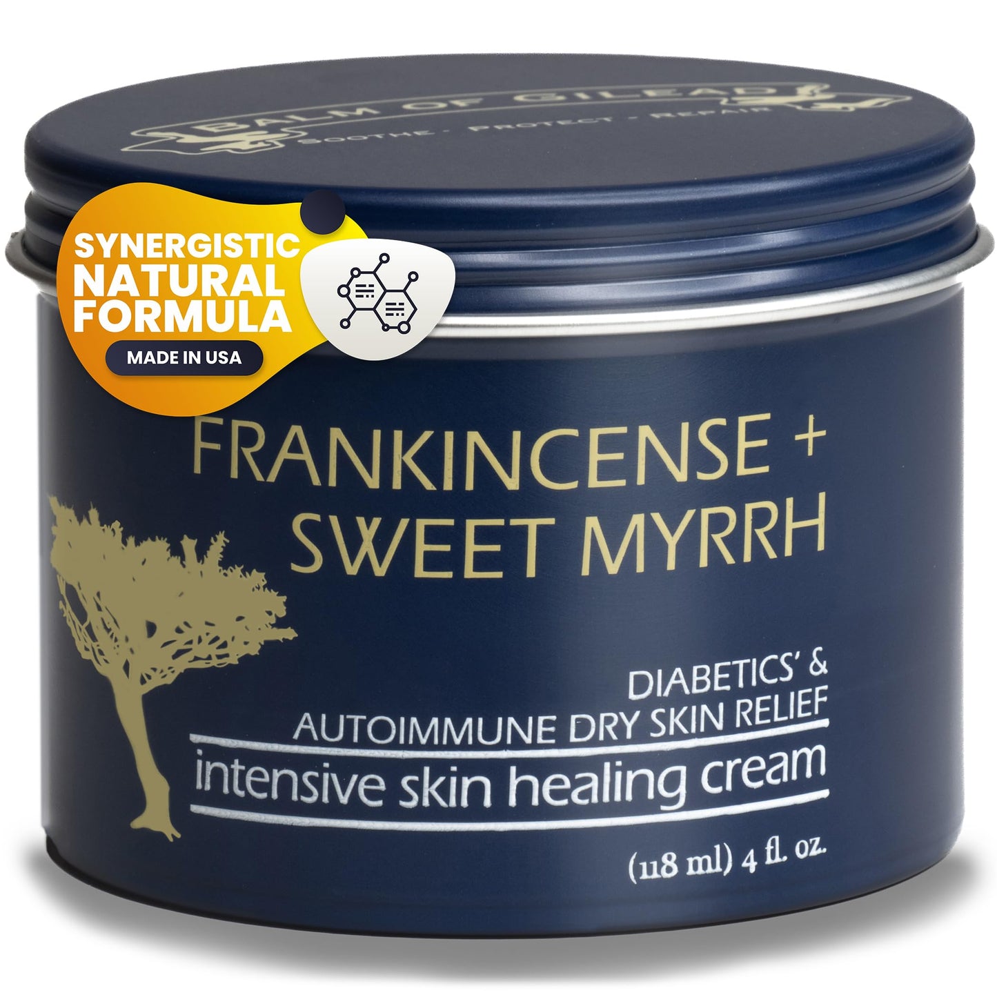 BALM OF GILEAD Foot Healing Cream β Frankincense & Sweet Myrrh Moisturizer for Sensitive Skin - Relieving Foot Therapy & Diabetic Skin Healing - Deeply Nourishing & Synergistic Cream
