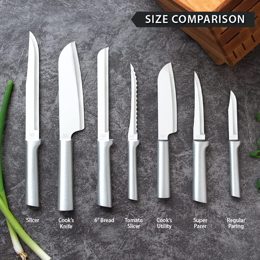 Rada Cutlery Regular Paring Knife (R101), 3.25" Stainless Steel Hollow Ground Blade, Made in USA, Made in USA, Silver Handle