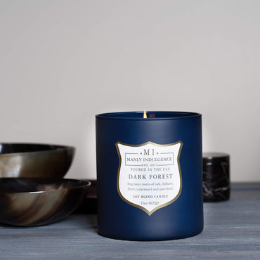 Manly Indulgence Tea Tree Scented Jar Candle, Signature Collection, Wood Wick, Amber, 15 Oz - Up to 60 Hours Burn