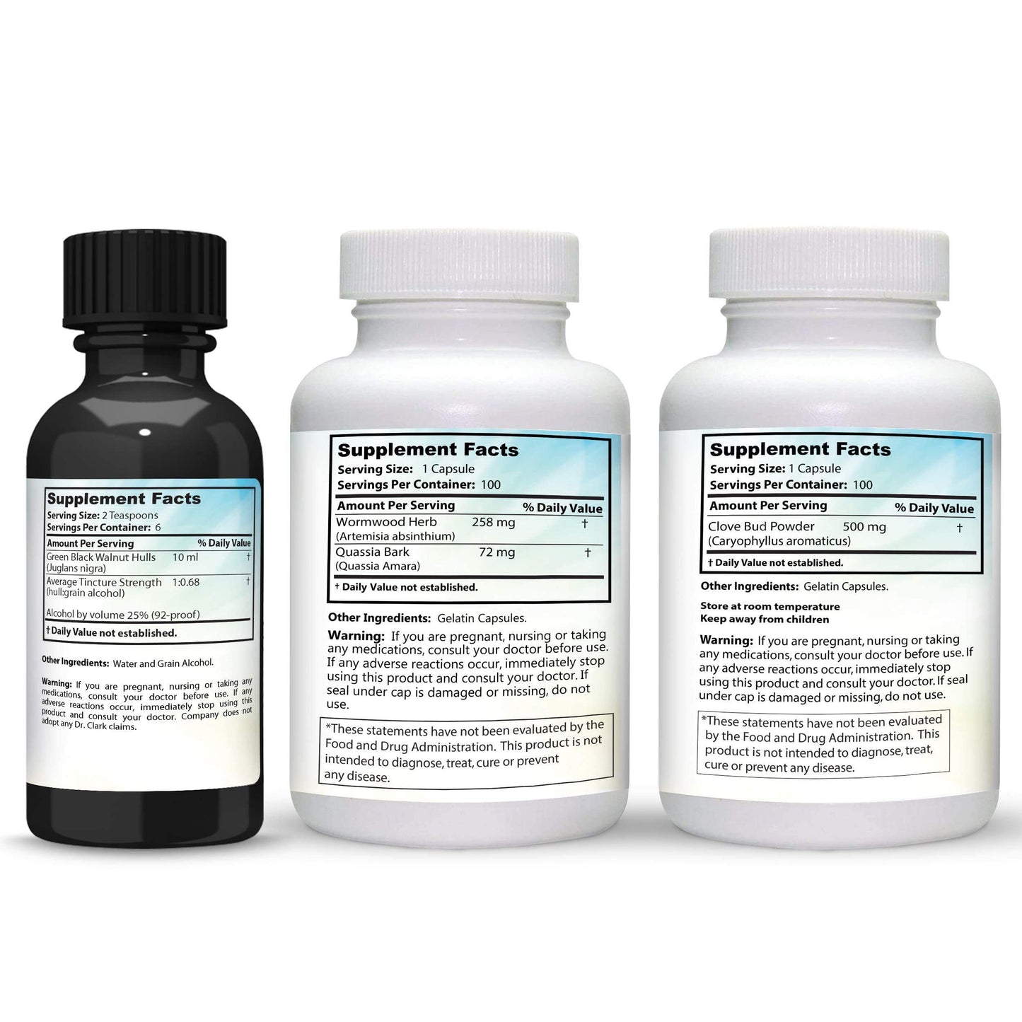Dr Clark Store Intestine Support & Cleanse Kit - with Original Green Tincture from Black Walnut Hulls, Wormwood, and Cloves-Helps Maintain Optimum Intestinal Function