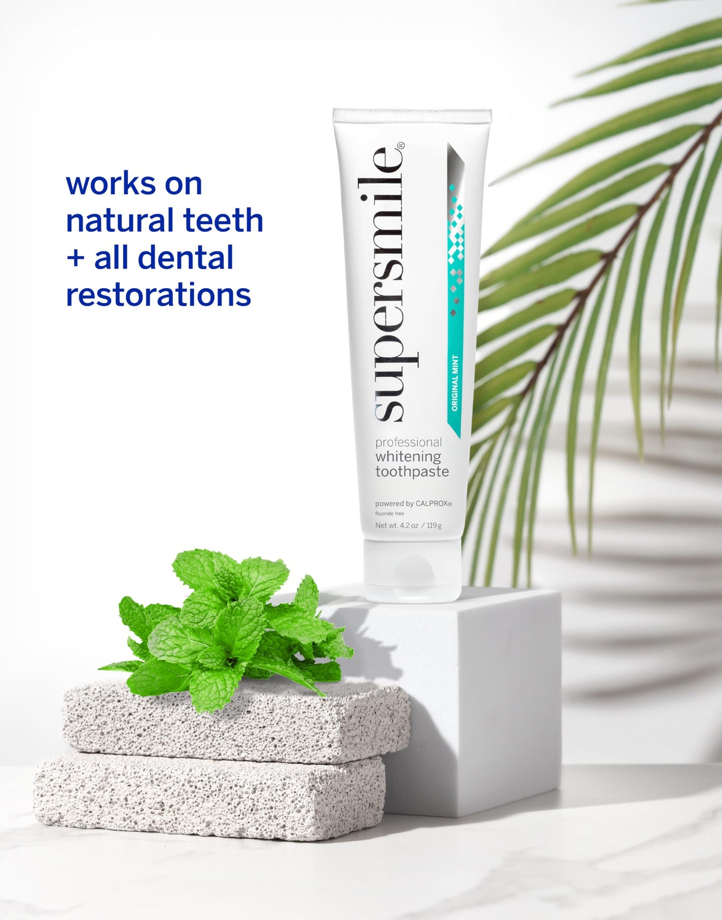Supersmile Original Mint Fluoride-Free – Whitening Toothpaste for Visibly Brighter Teeth – Whitens Up to 6 Shades, 8 oz
