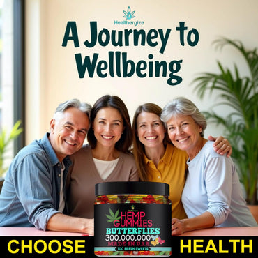 Healthergize Hemp Gummies Premium-Delicious Butterflies Gummy Bear Edibles-Fresh Fruity Flavors-Natural Candy Peace and Relaxation-for Sleep, Calm, Relax-Made in USA-100 Count