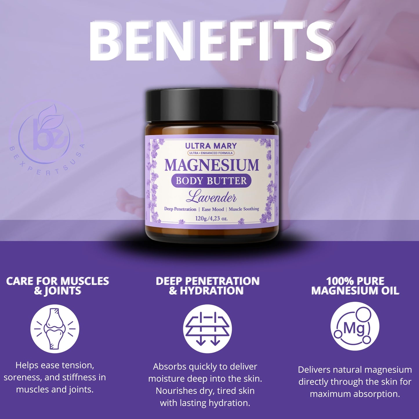 Joint Support UltraMary+(90 Capsules)+Magnesium Body Butter(4.23oz) Glucosamine 1500mg,Chondroitin, MSM, Turmeric & Boswellia–Muscle & Joint Relief Combo, Lavender Scent–Articulaciones & Músculos