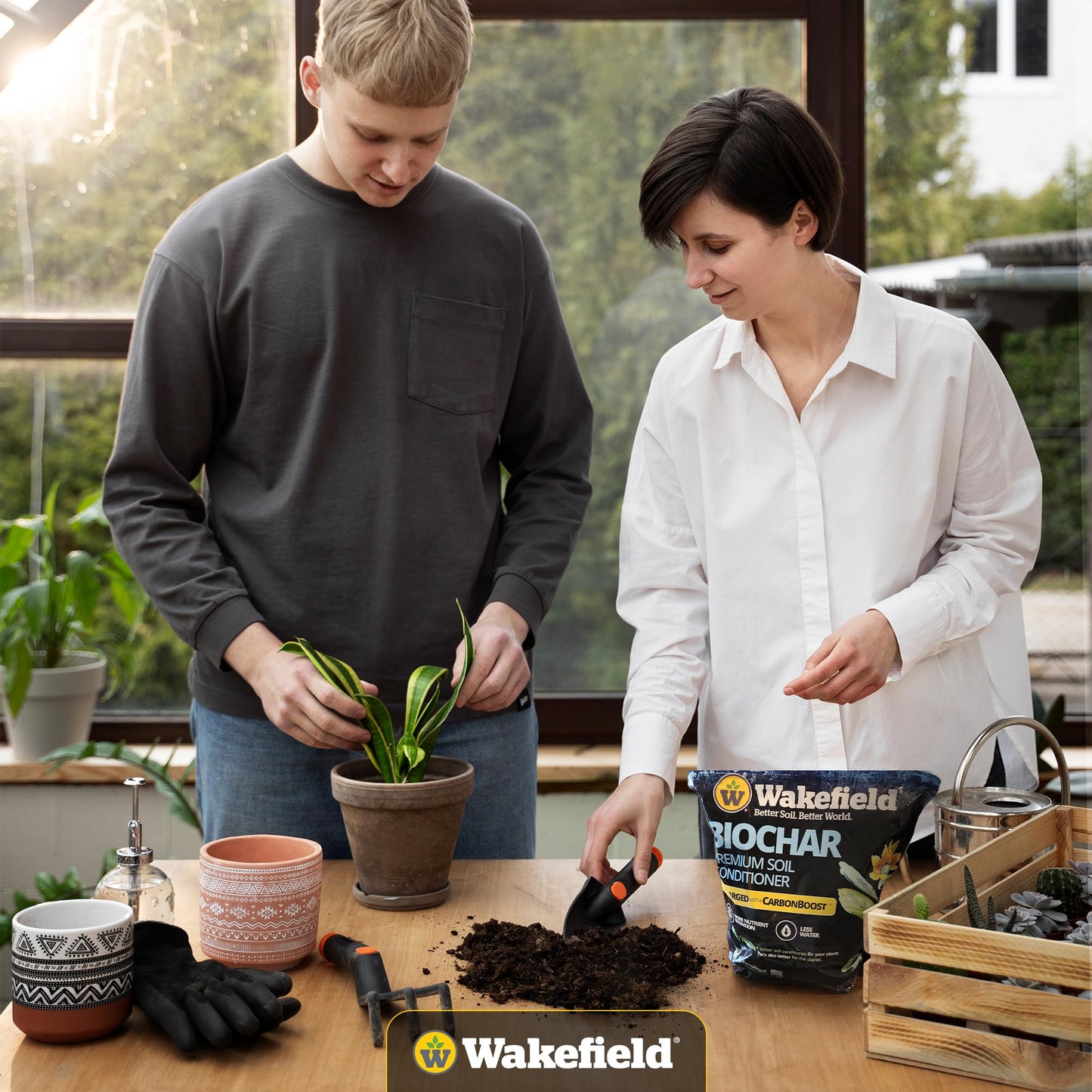 Wakefield Premium Indoor Potting Soil - Professional Biochar & Probiotics with CarbonBoost Technology - Ultimate Organic Potting Mix for Indoor & Outdoor Plants, Succulents & House Plants - 4Quarts