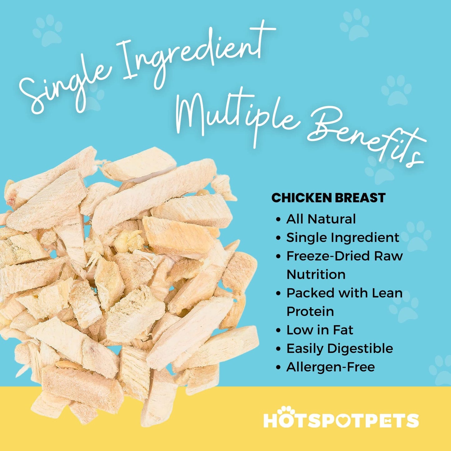 hotspot pets Freeze Dried Chicken Treats for Cats & Dogs -1LB Big Bag- Resealable Bag- Single Ingredient -Made in USA-All Natural Grain-Free Chicken Breast- Perfect for Training, Topper or Snack