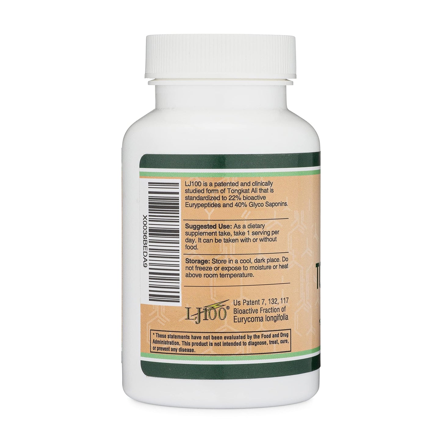 LJ100 Tongkat Ali for Men (120 Capsules) - Only Clinically Proven and Patented Men's Heath Supplement Tongkat Ali Formula (LJ100 Std to 40% Glycosaponins, 22% Eurypeptides) by Double Wood