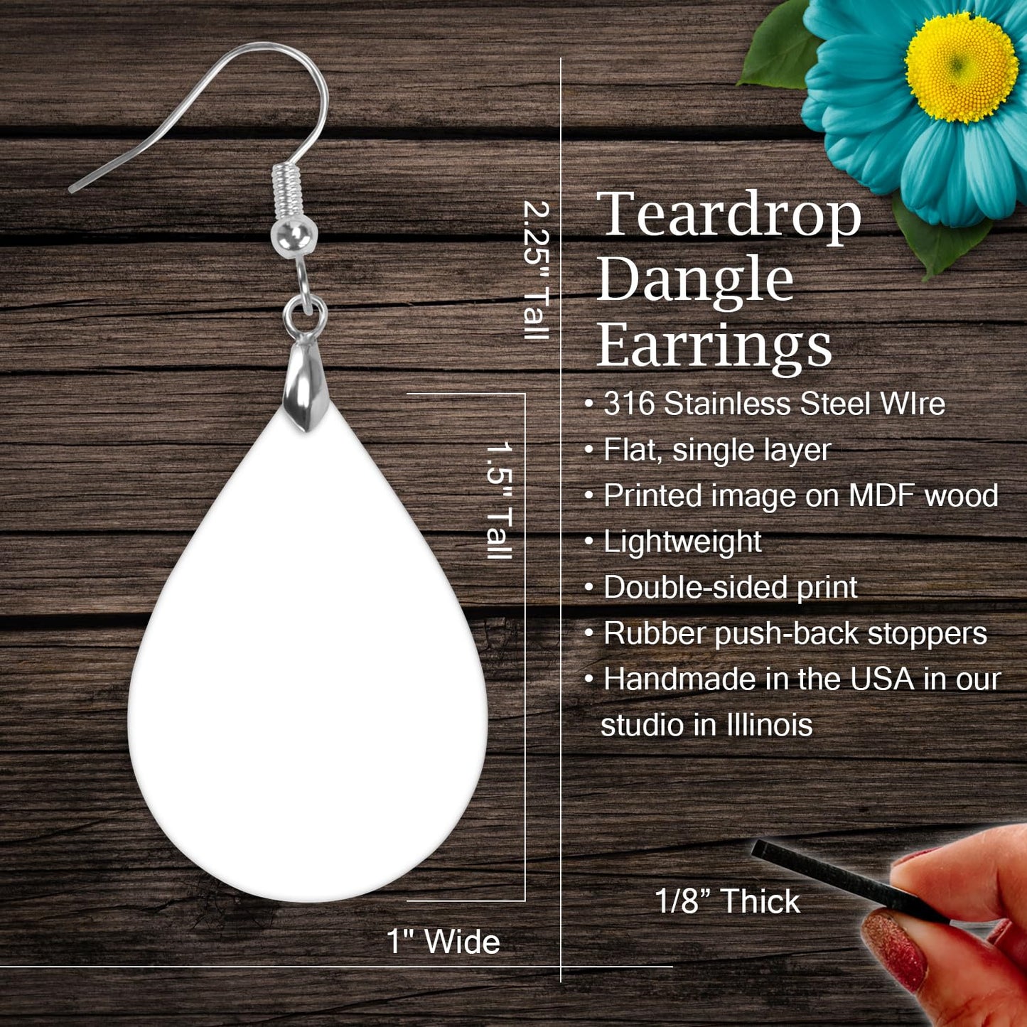 Fall Earrings for Women Autumn Lightweight Teardrop Dangle Fun Colorful Statement Jewelry Handmade by the Painted Pug (Fall Leaves Blue Og)